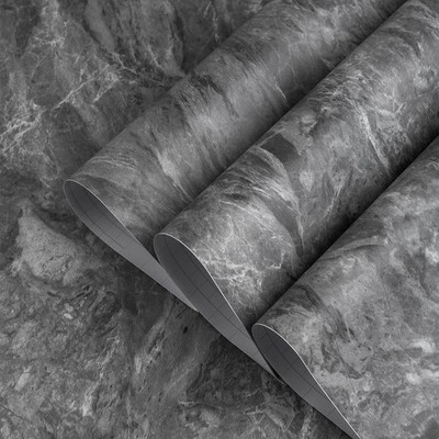 TOTIO 24x354inch Gray Marble Contact Paper Textured Grey Granite Wallpaper Pe...