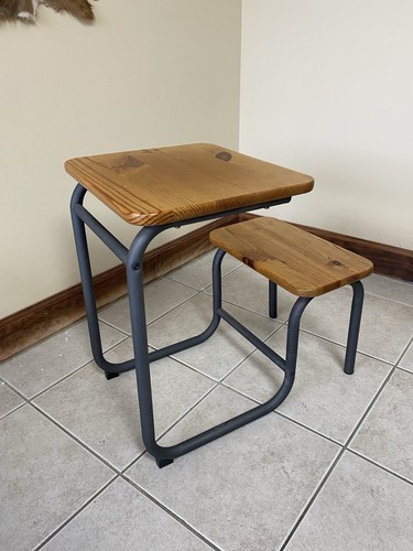 Vintage 1990s IKEA Wood And Metal Kids Writing Desk