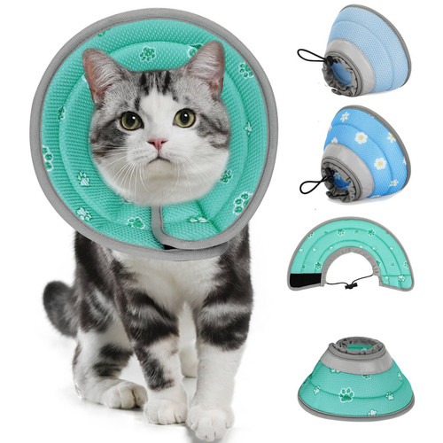 Cat Recovery Collar Adjustable Pet Elizabethan Cone Collar Protective Cat Neck