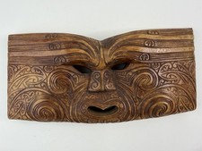 Carved Wooden M ori Style Tribal Mask Wall Art Cultural Decor Abstract Face