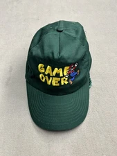 Super Mario Hat Cap Snap Back Green Game Over Embroidered Graphic Gamer Mens