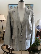 NWT Chico's Silver 2-Button Front Blazer Jacket Sz 3 16-18 Front Pockets Silk