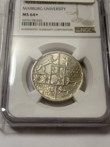 1927A Germany 3 Mark Marburg University NGC MS 64+