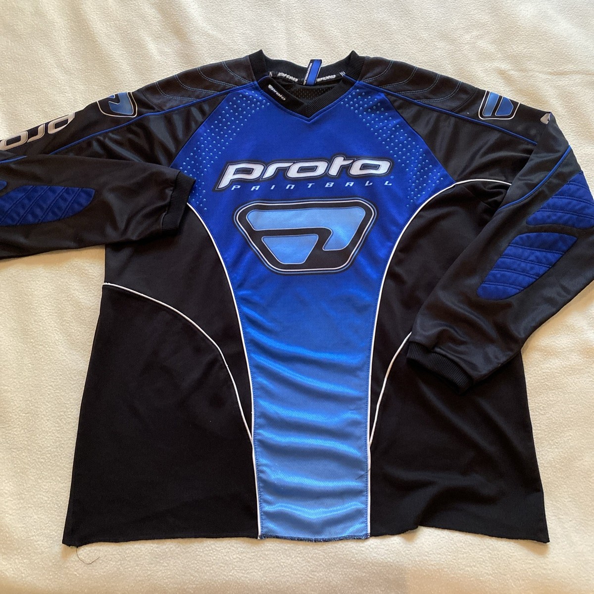 Maillot Vintage Proto Paintball - Noir/vert, Manches Longues, Taille L, époque Y2K, étiquette Coupée