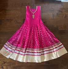 Indian ethnic Anarkali dress. Pink/gold Sz L. Pakistan. Absolutely Beautiful.