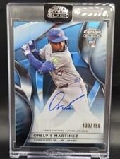 2025 Topps Chrome Black #CBA-OM Orelvis Martinez Autographs Blue Refractor #/150