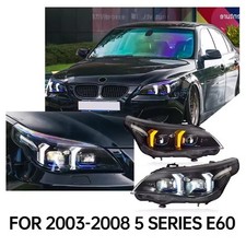 For BMW 5 Series E60 2003-2009 530i Angel Eye LED Headlights DRL Hid Bi Xenon
