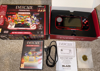 Evercade Handheld PREMIUM PACK Pre Order Founders Black Ltd Edition Coin 1 Cart