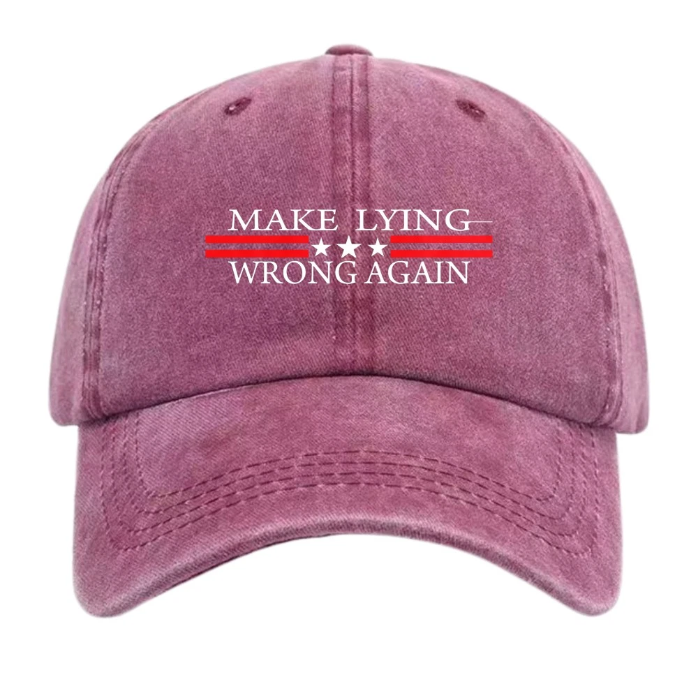 Make Lying Wrong Again Patriotic Slogan Baseball Cap Adjustable Dad Hat