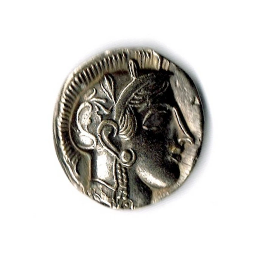 Athene Eulen Münze Anhänger, Antike Griechische Replik, Bronze Halskette