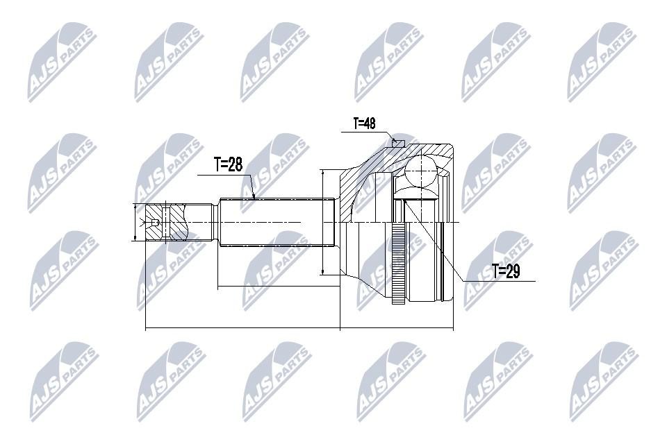 NTY Driveshaft Joint Kit NPZ-FR-033 For Ford, Reinforced, New