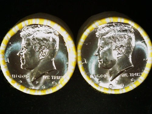 2025-P and D Kennedy Half Dollar Rolls BU (1 each). Heads/Heads.