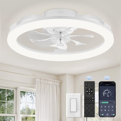 Ceiling Fan 20 Inch with Light Remote Control Bedroom White LEDIARY Fans Lights