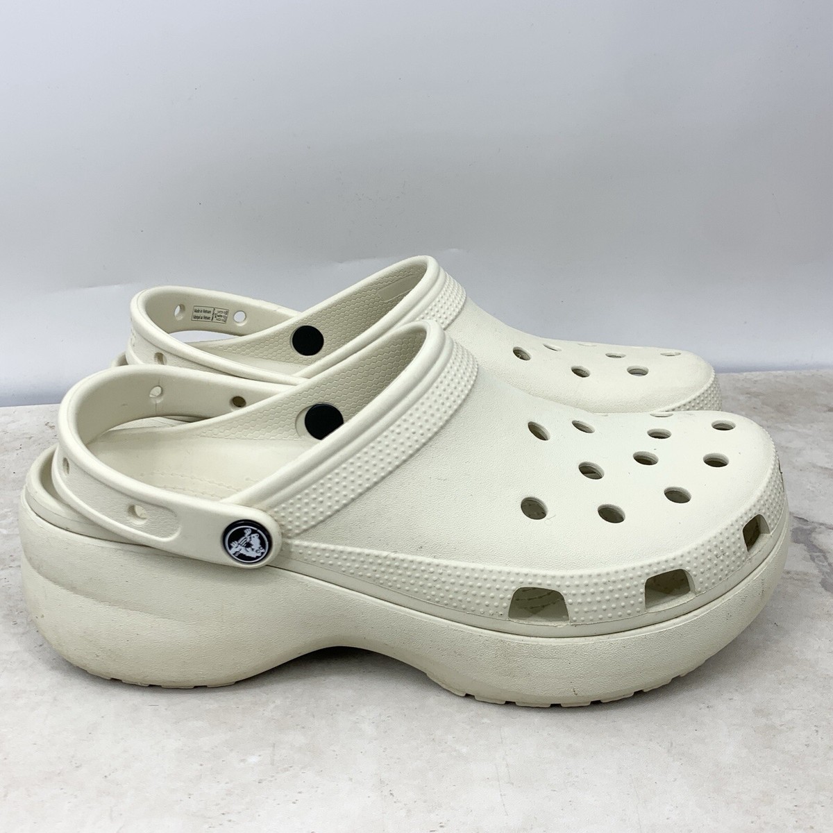 CROCS Classic Cream Slip-On Clogs Crocs Mega Crush Classic Womens 9 Platform Clogs... | Depop main image 2