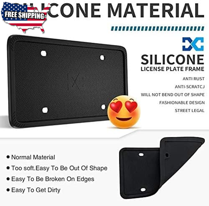 Silicone License Plate Frame Rubber License Plate Holder with Screws 2pcs USA eBay