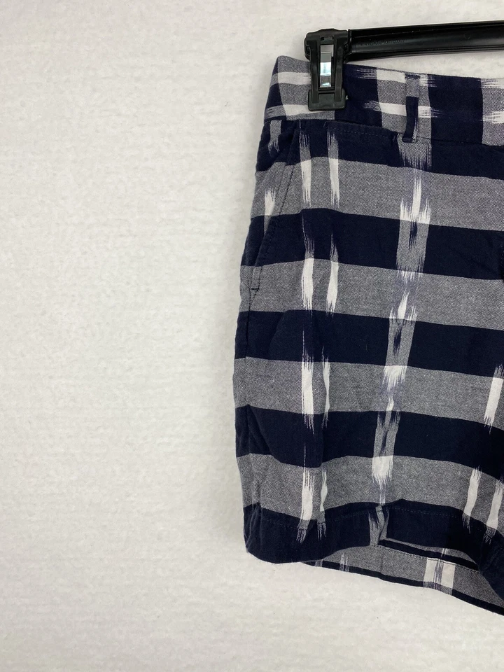 Ann Taylor LOFT Womens Size 8 The Riviera Short w Pockets Blue Gray Plaid Dressy - Image 4 of 4