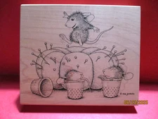 HOUSE MOUSE BOUNCE MONICA CACTUS STAMPA ROSA   RUBBER STAMP WD MTD VINTAGE 1998