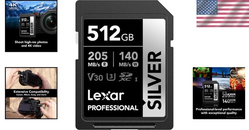 512GB Premium Silver SD Card - Class 10, U3, V30 - For Stunning 4K Footage - Picture 2 of 8