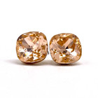 <!--F#f_0-->Peach Austrian Crystal Stud Earrings 12 mm Square Cushion Cut Gold Plated New<!--F/-->