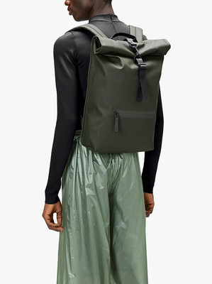 Rains Mens Rolltop Rucksack Backpack Waterproof Laptop Pocket Green One Size NWT