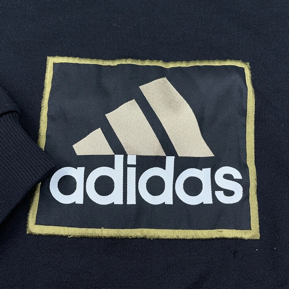 Sudadera con Capucha Adidas De Colección Hombres Grande Negra Dorada Suéter Parche EE. UU. 90s * Foto 4 de 4