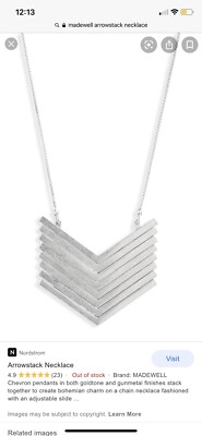 Attached Pendant Necklace Silver tone 