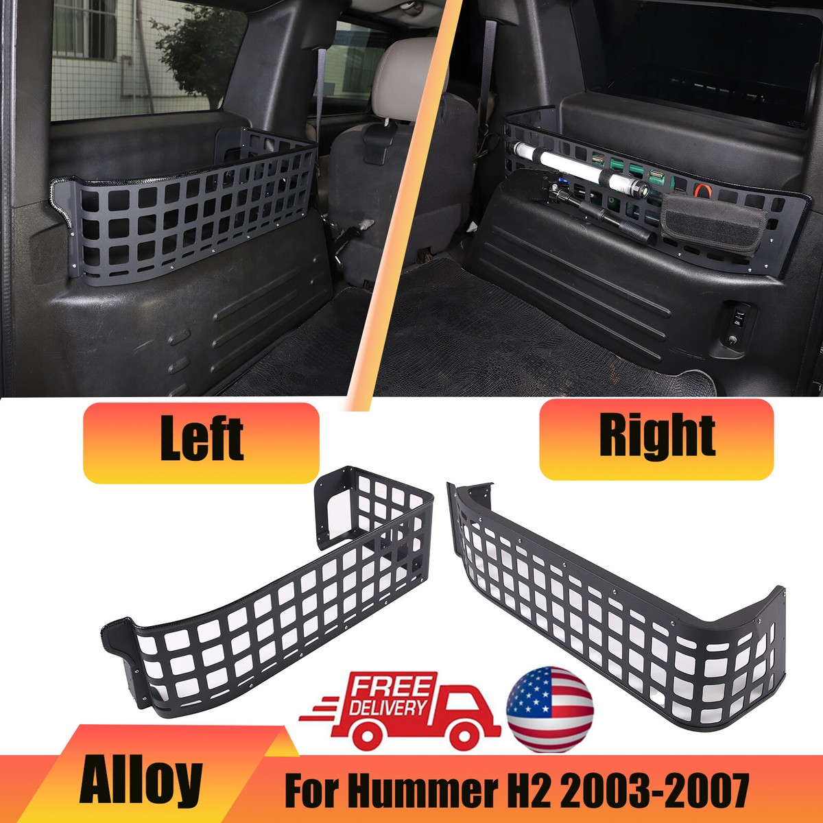 Trunk Rear Left Right Side Cargo Rack Shelf Storage Box For Hummer