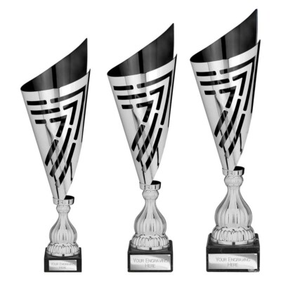 SILBER UND SCHWARZER PFEIL POKAL GALAXY TROPHY AUSZEICHNUNG POKAL 3 GRÖßEN KOSTENLOSE GRAVUR