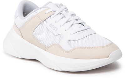 Herren Boss Turnschuhe Weiß Logo Turnschuhe Dean Runn - Größe 8