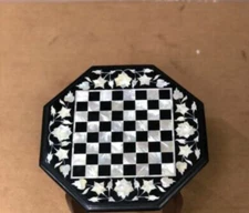24'' Marble kids children game Chess table Top Inlay Stone antique
