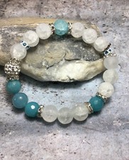 Handmade Healing Quartz Stone Stretch Bracelet With Swarovski Elements USA