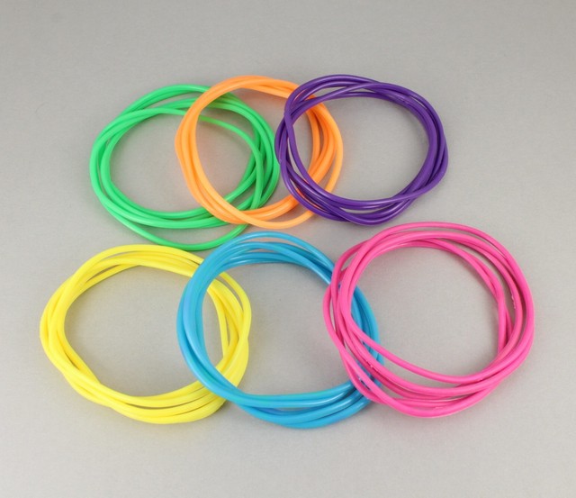 Multi Color set pack 30 jelly rubber gummy bangle bracelet 80s style