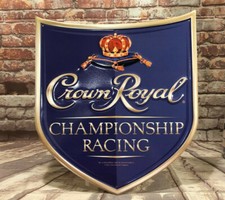 Crown Royal Racing Die Cut Aluminum Metal Embossed Shield Made in the USA