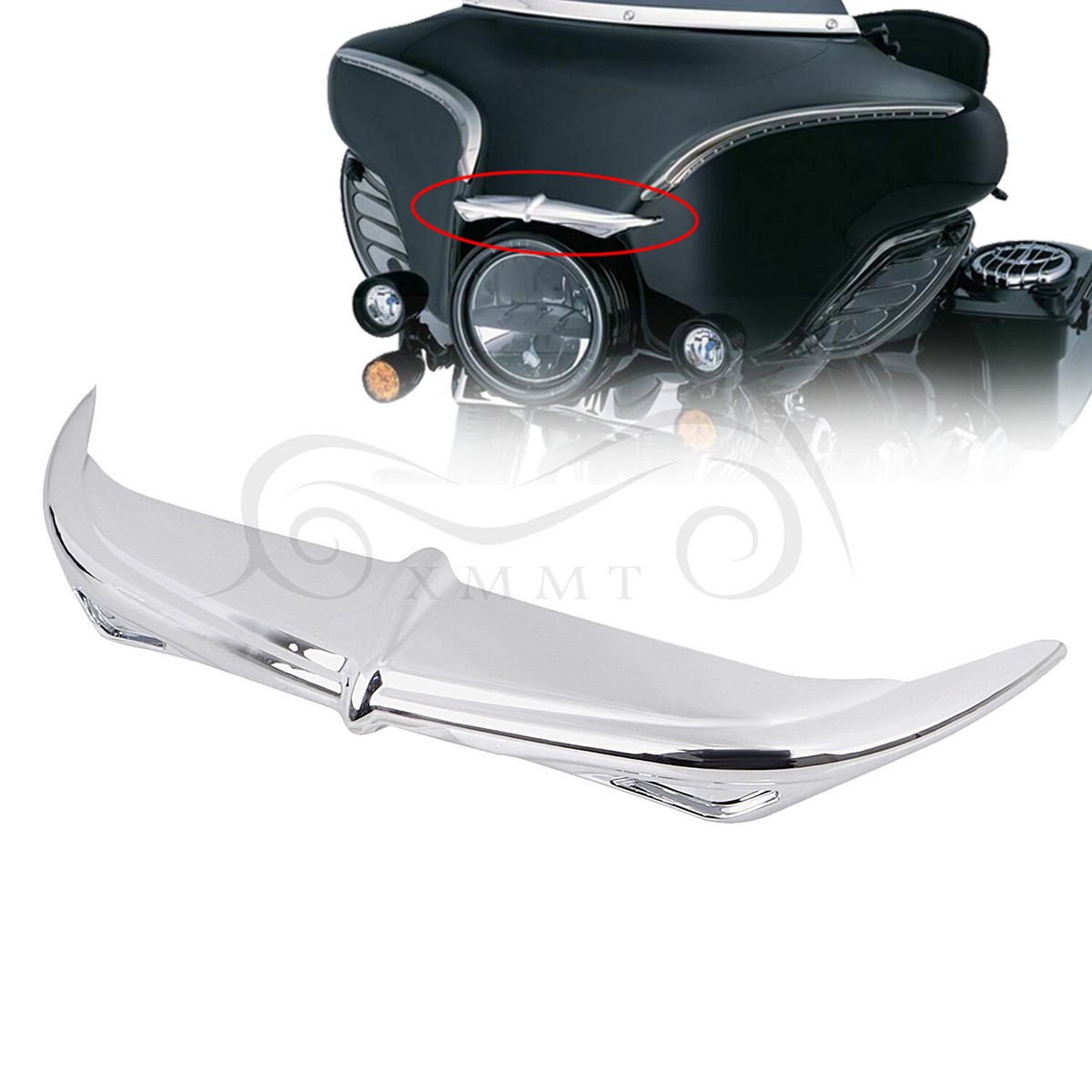 Batwing Fairing Brow Accent Trim – Chrome – Fits Harley Electra