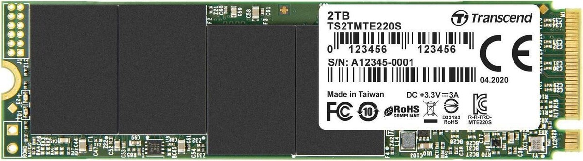 Transcend 2TB NVMe PCIe Gen3x4 M.2 2280 3D TLC SSD 220S Model