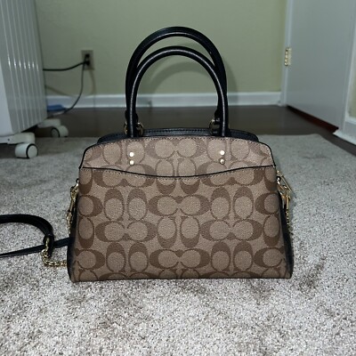Coach Mini Lillie Carryall Colorblock Signature Black Canvas Gold