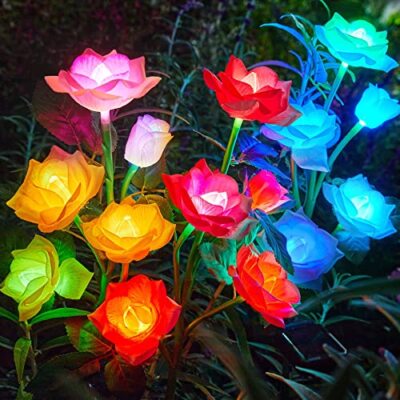 Solar Garden Lights Outdoor Decorative, 3 Pack Solar Garden Lights with 15 Ro...