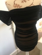 BLACK RUCHED MINI DRESS SIZE S *Brand New* Nude Lining, Soft, Good Stretch