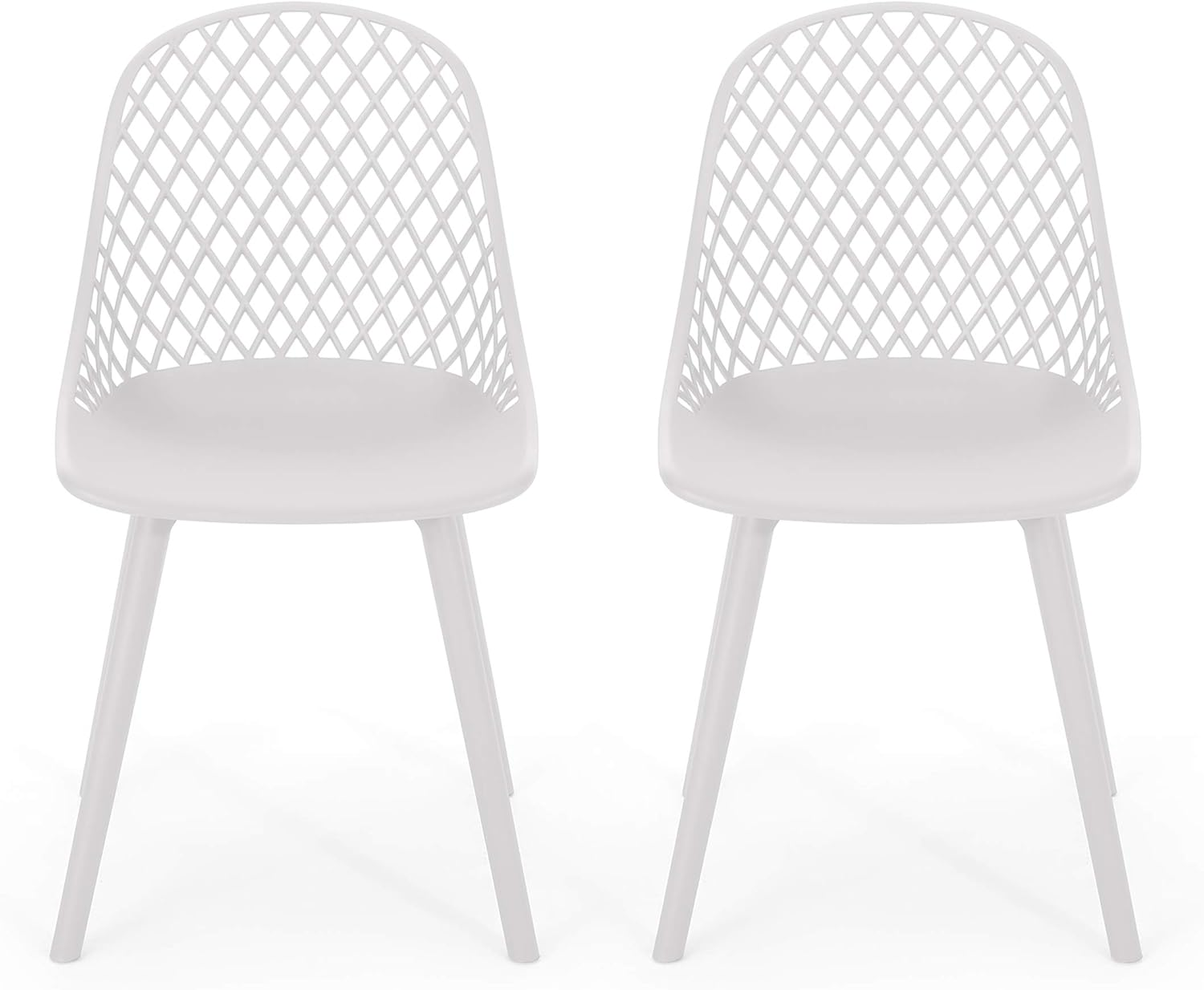 Delora White Outdoor Dining Chair Set of 2 for Patio