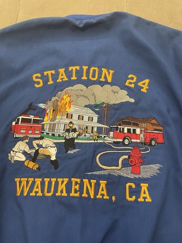 Vintage Fire Department Station 24 WAUKENA California Bomber Jacket Mens XL Coat