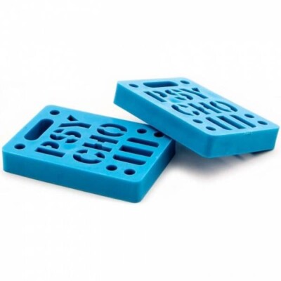 VISION PSYCHO STENCIL LOGO 1/2'' SKATEBOARD TRUCK RISERS - BLUE