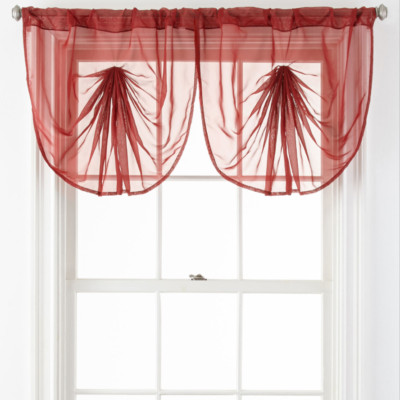 Liz Claiborne Lisette Sheer Fan Valance New Claret 34 X 25 | eBay