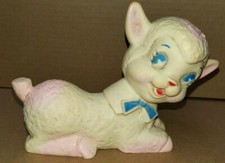 Vintage Rubber LAMB toy Squeeze 6'' 50s-60s