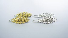 2 small tiny gold silver metal filigree hair pin barrette clips for fine thin