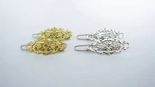 2 small tiny gold silver metal filigree hair pin barrette clips for fine thin