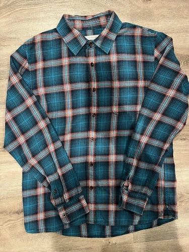Outerknown Shirt Plaid Flannel Cotton Mens Medium Green FREE SHIPPING