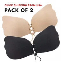 2 PK Silicon Push Up Invisible Bra Strapless Backless Self-adhesive Gel Stick On