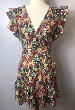 Shein Dress Women Size Small Halter top Back Out Ruffle Bottom Zip Floral