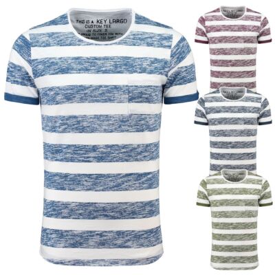 Key Largo Herren T-Shirt Airflow vintage Look quer gestreift Rundhals slimfit