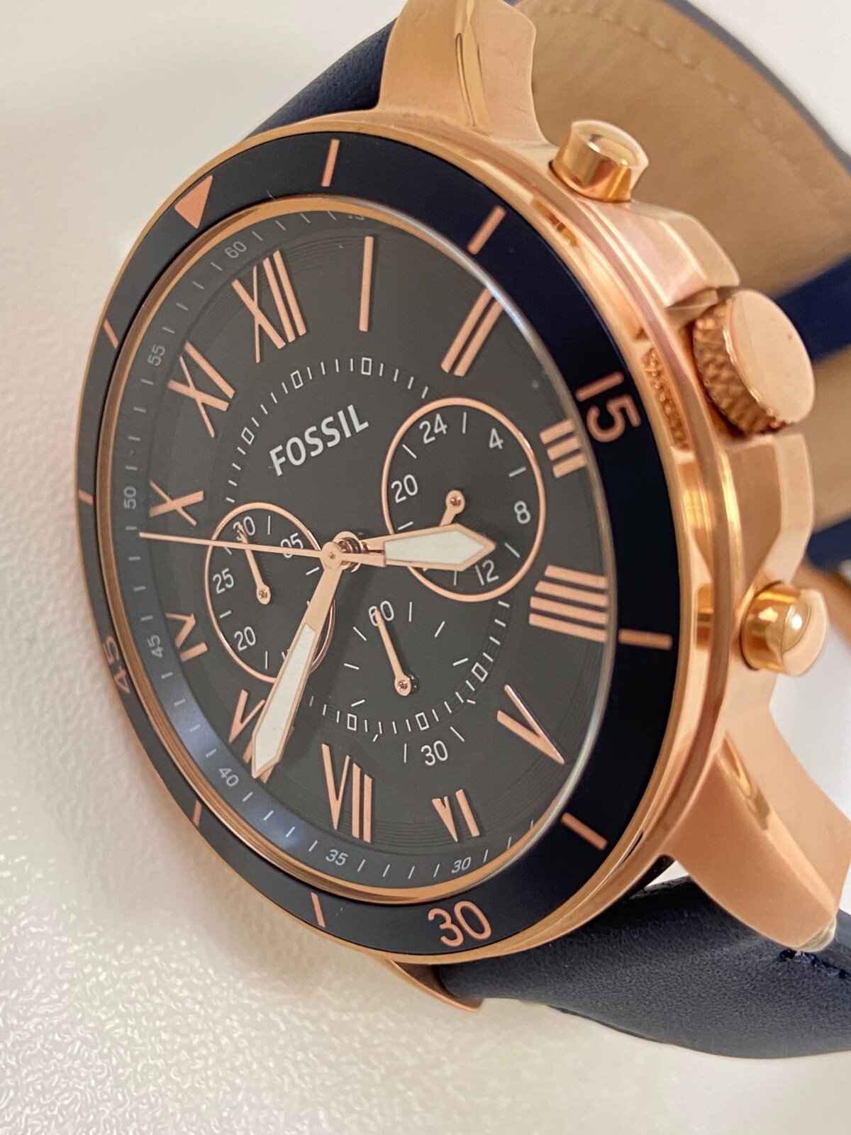 Fossil Herren Uhr Multifunktionsanzeige Leder Blau | eBay
